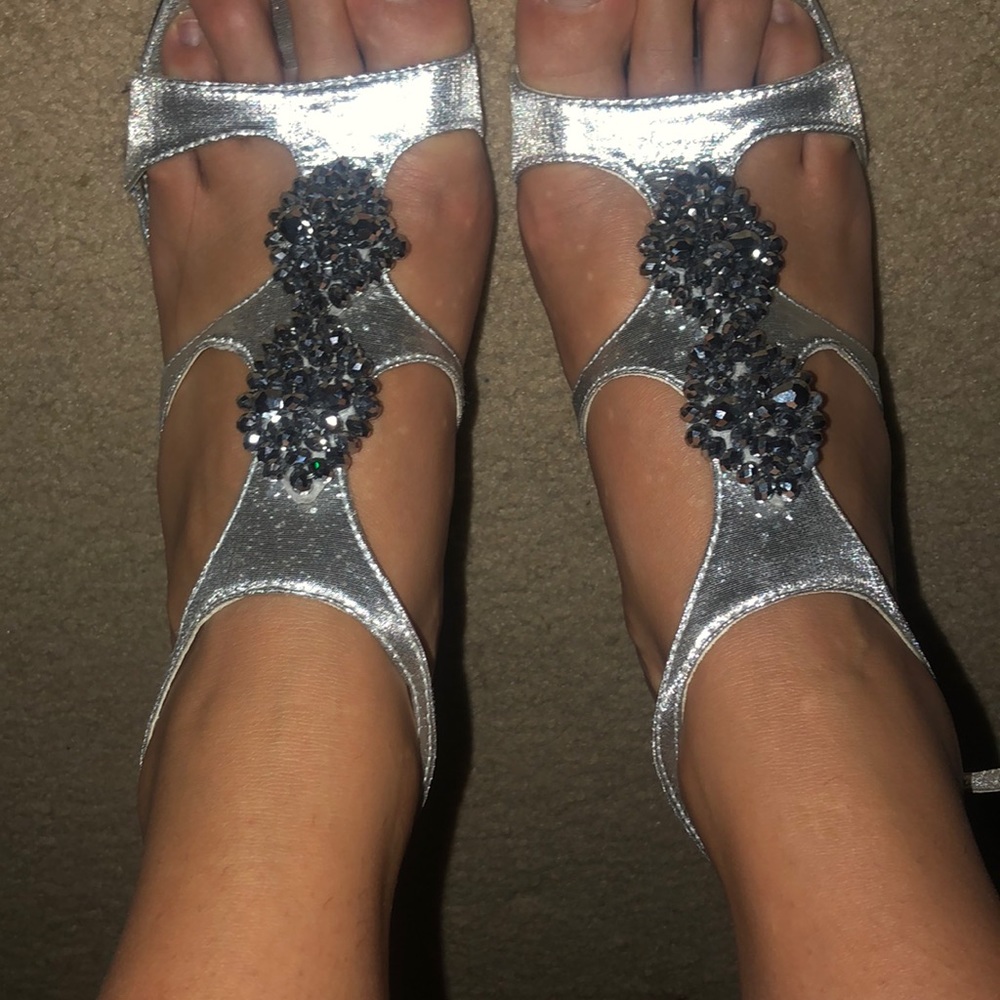 Rhinestone Silver Heels - image 3